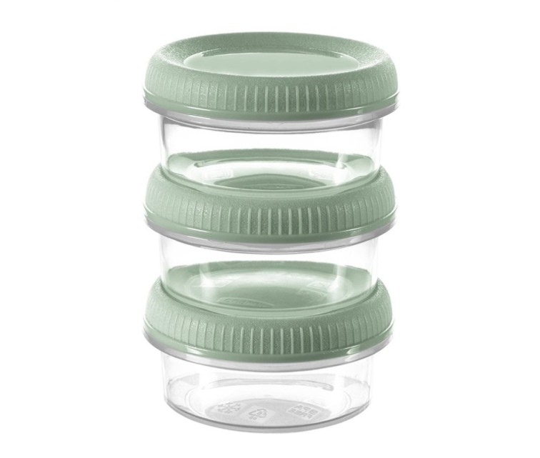 Food containers 3pcs. Sauce Cups round 3x0,08L Smart Eco To Go Ø7x10cm soft green