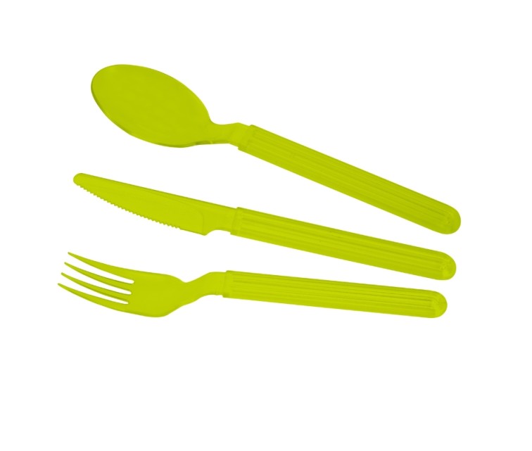 Cutlery set (fork, knife, spoon) Trippy green