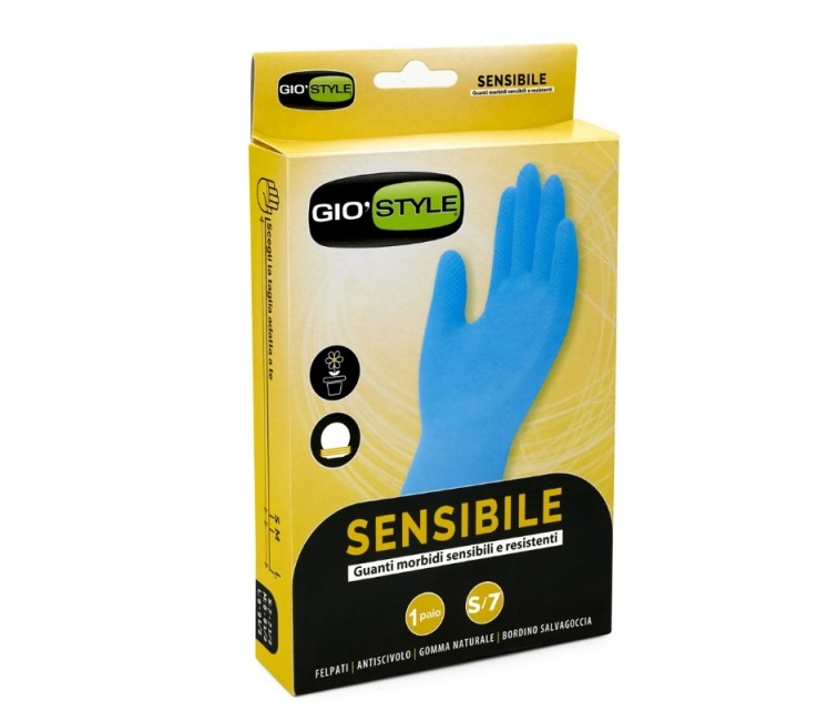 Multifunctional and sensitive natural latex gloves blue S/7 size 31x9,5x0,5cm