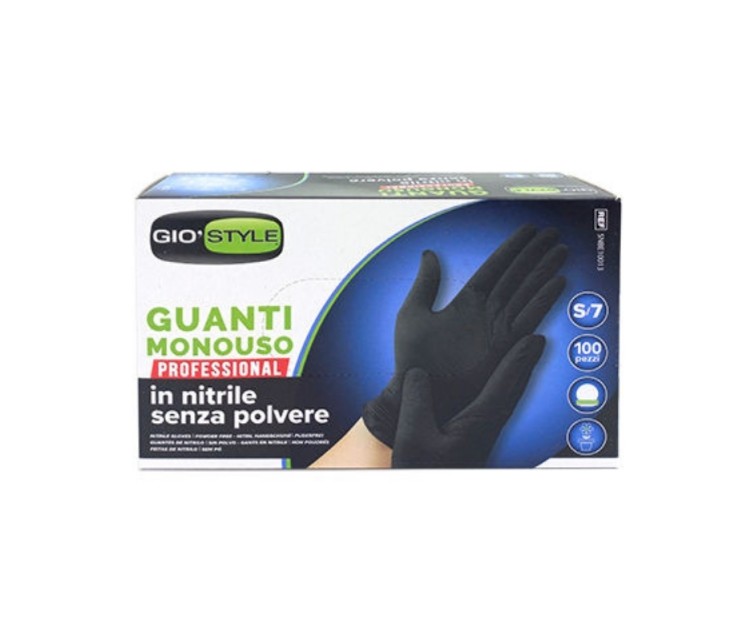 Nitrile disposable gloves 100 pcs black S size 24x8,5x0,05cm