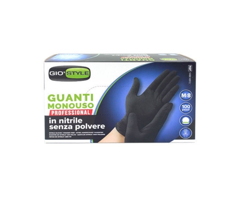 Nitrile disposable gloves 100 black M size 24x9,5x0,05cm