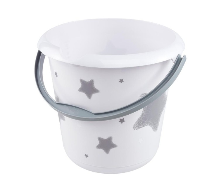 Bucket deco 10L Ilvie "Stars" Ø30x28cm white