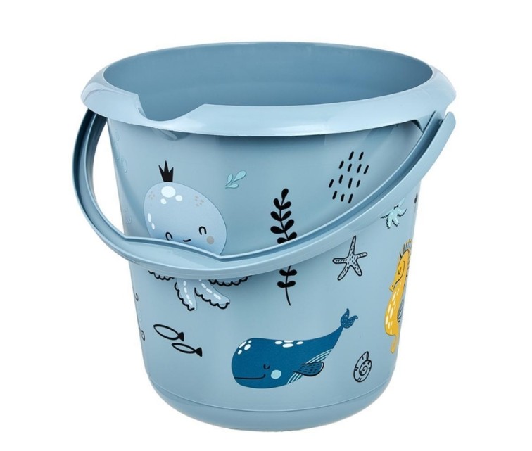 Deco bucket 10L Ilvie "Sea life" Ø30x28cm blue