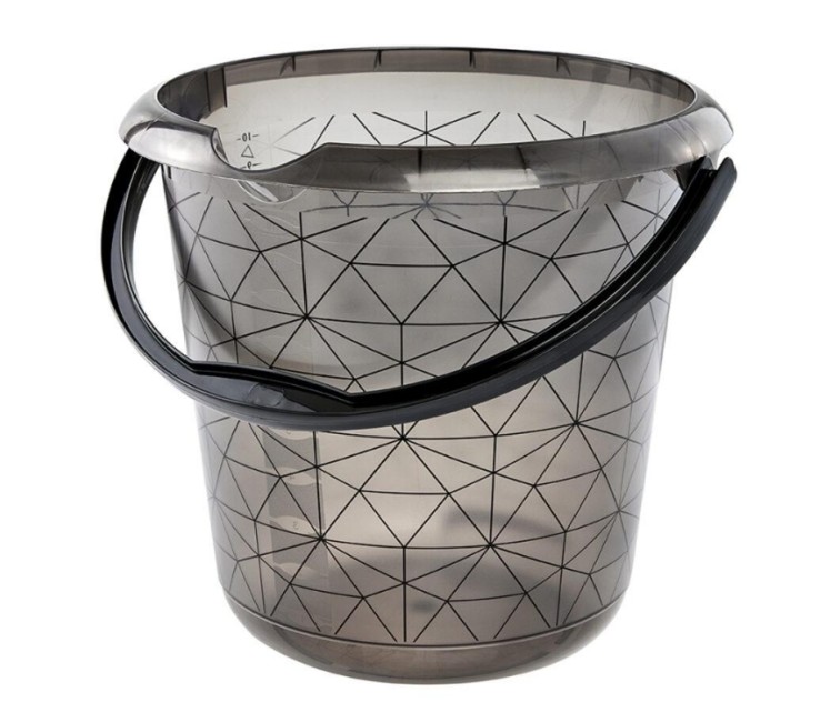 Ведро deco 10L Ilvie "Polygon" Ø30x28cm прозрачное серое