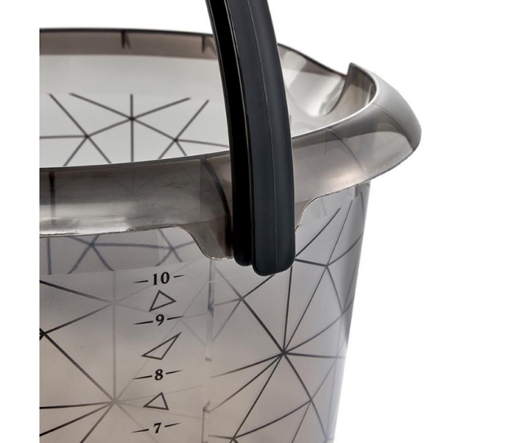 Bucket deco 10L Ilvie "Polygon" Ø30x28cm transparent grey