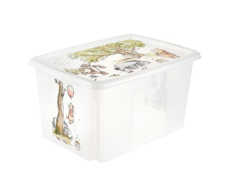 Box with lid 45L Karolina "Winnie the Pooh" 55,5x40x30cm transparent