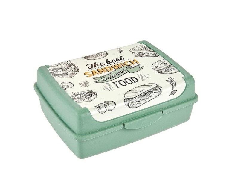 Food storage container click-box midi 1L Carla "Sandwich" 17x13x7cm green