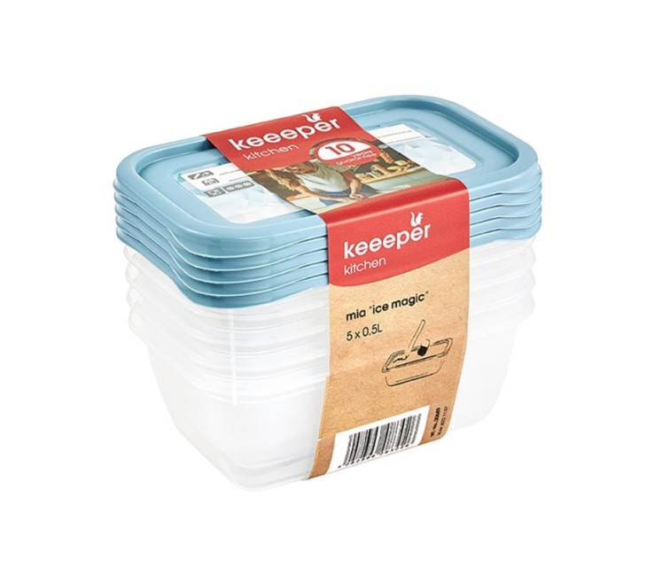 Set of food containers 5x0,5L Mia "Magic Ice" transparent/blue