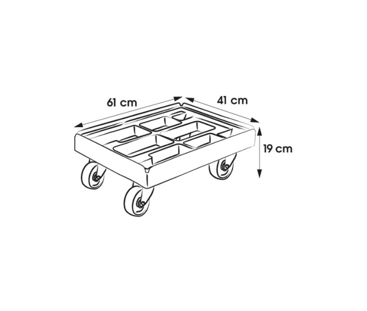 Trolley for transport boxes and baskets Rolf 61x41x19cm red