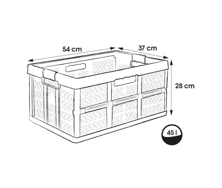 Folding box with load capacity up to 50kg Ben 54x37x28cm 45L light silver color