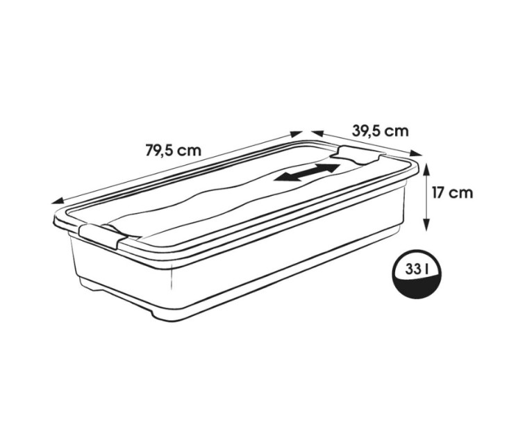 Kaste ar vāku crystalbox Cornelia 79,5x39,5x17cm 33L caurspīdīga