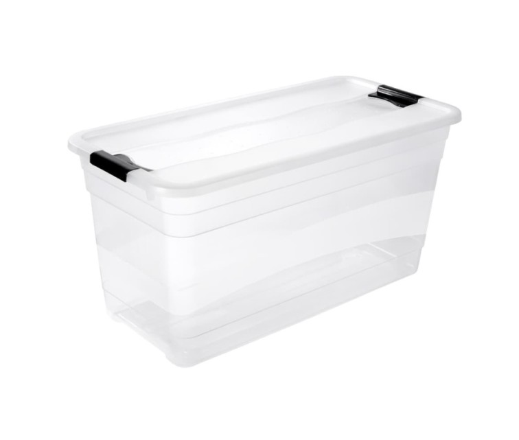 Box with lid crystalbox Cornelia 79,5x39,5x40cm 83L transparent