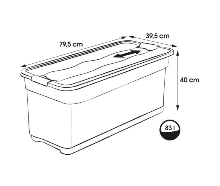 Box with lid crystalbox Cornelia 79,5x39,5x40cm 83L transparent