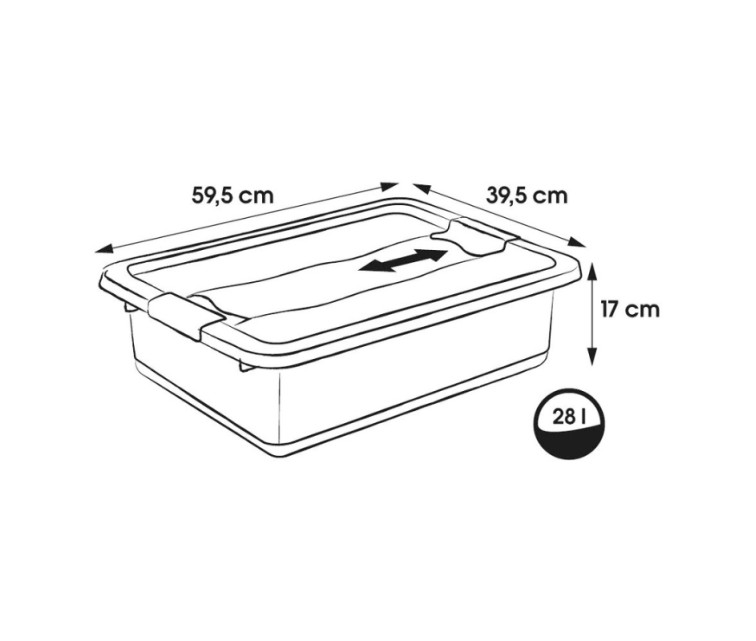 Kaste ar vāku crystalbox Cornelia 59,5x39,5x17cm 28L caurspīdīga