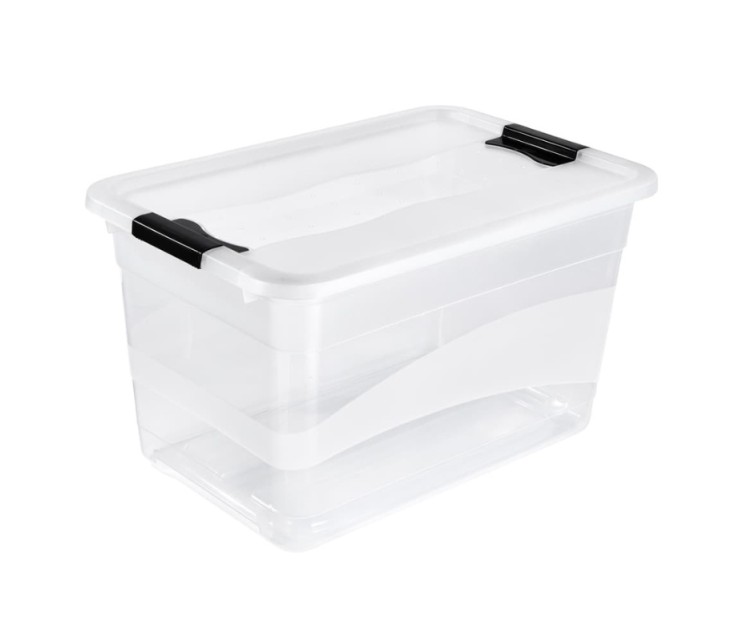 Box with lid crystalbox Cornelia 59,5x39,5x34cm 52L transparent