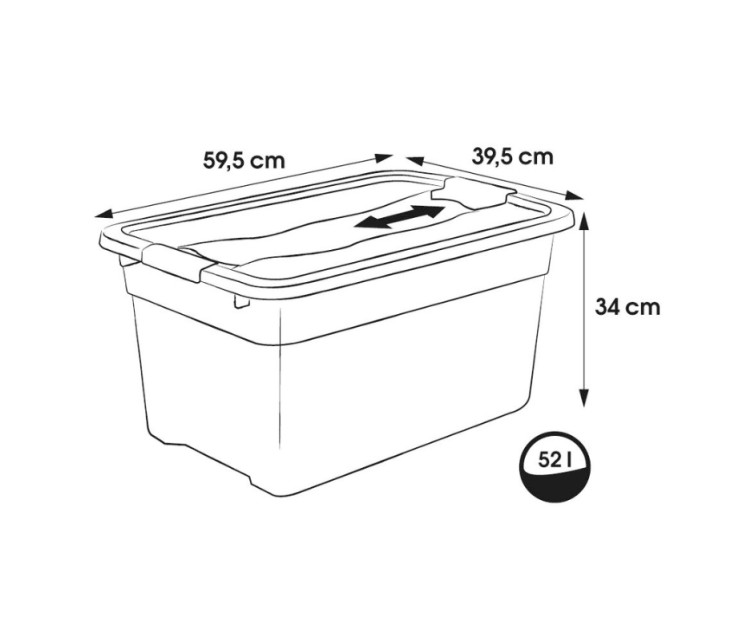 Kaste ar vāku crystalbox Cornelia 59,5x39,5x34cm 52L caurspīdīga