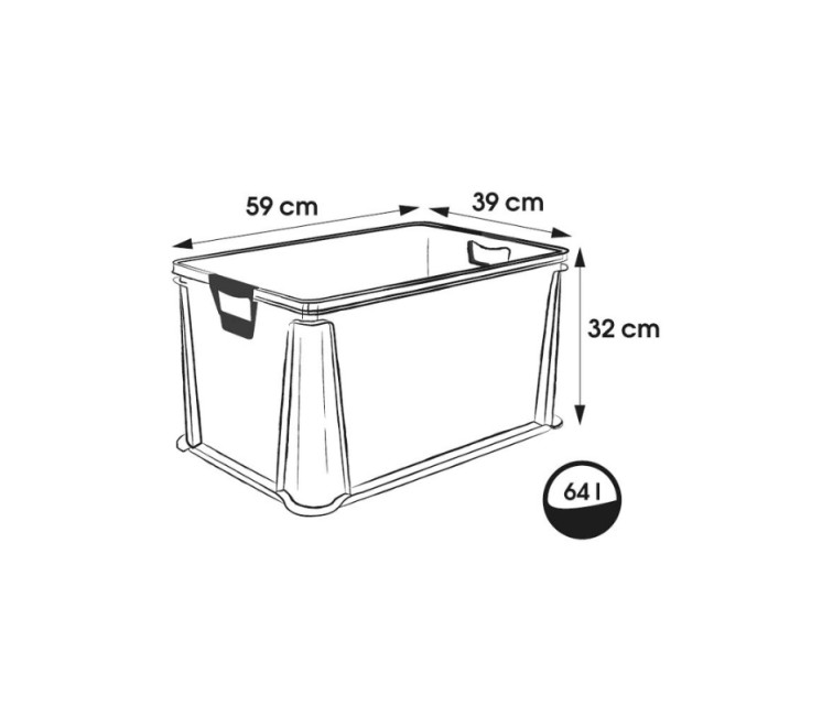 Kaste eurobox ar mīkstiem rokturiem Luis 59x39x32cm 64L caurspīdīga