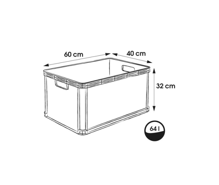 Transport box with load capacity up to 30kg Robert 60x40x32cm 64L graphite