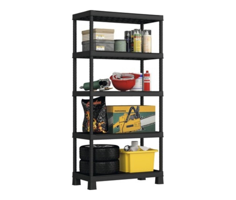 5-level shelf Shelf 90/40 with 5 shelves 90x40x182cm black