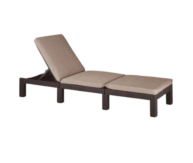 Jaipur sun lounger with cushion brown