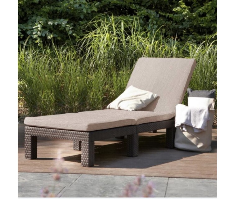 Jaipur sun lounger with cushion brown