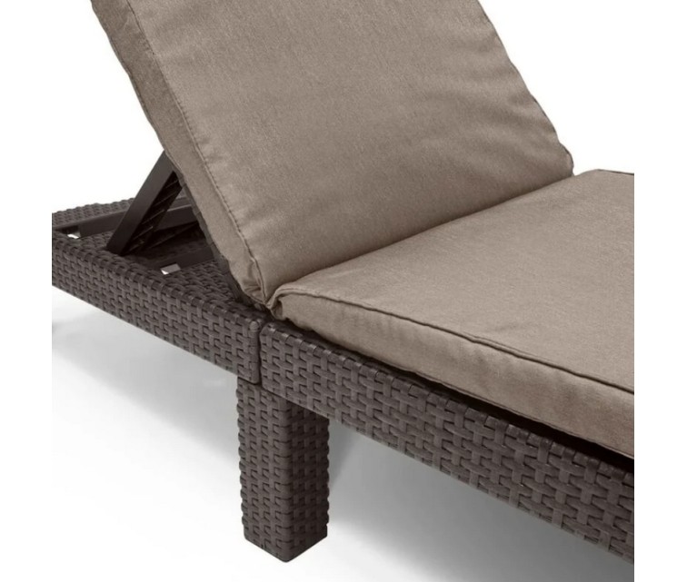 Jaipur sun lounger with cushion brown