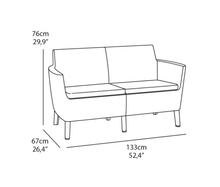 Salemo 2 Seater Sofa brown