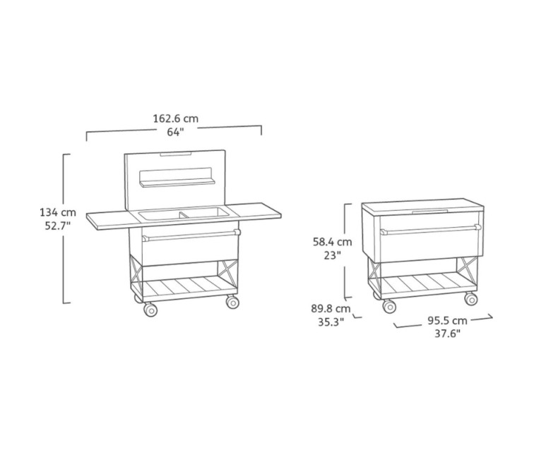 Garden bar on wheels with cooler Patio Cooler&Beverage grey