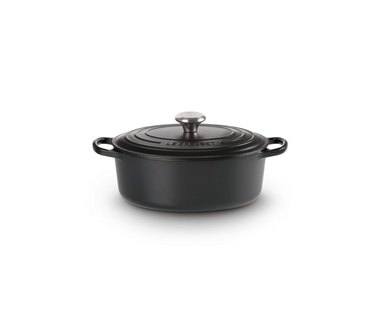 Le Creuset Ketaus puodas ovalus 27cm / 4,1L matinės juodos spalvos