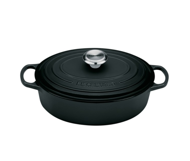 Le Creuset Ketaus puodas ovalus Ø27cm / 3,4L matinė juoda