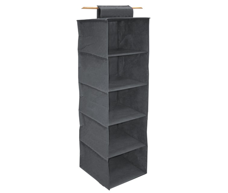 Hanging organizer with 5 shelves 30x30x120cm Gray