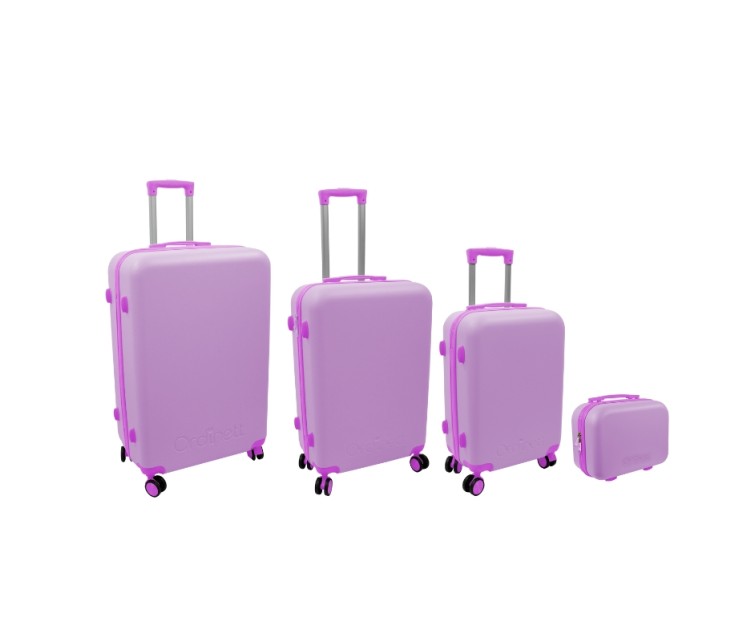 Suitcase set of 4 pieces 98L (48x29x75cm) + 60L (42x25x64cm) + 43L ( 36x23x56cm) + 15L (24x17x33cm) pink