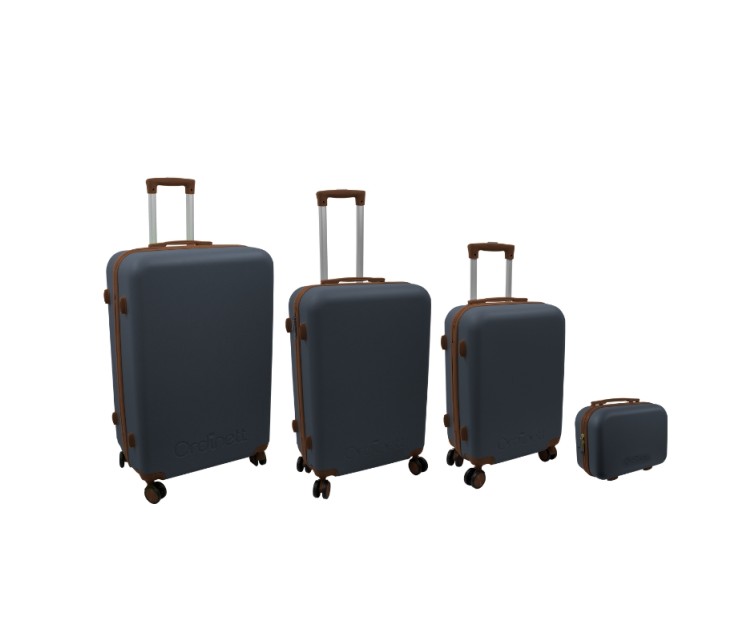 Suitcase set of 4 98L (48x29x75cm) + 60L (42x25x64cm) + 43L (36x23x56cm) + 15L (24x17x33cm) grey