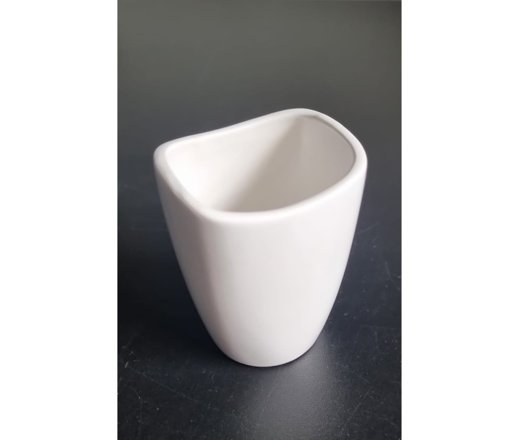 ( WITHOUT PACKAGING ) Toothbrush container Soft ceramic, white