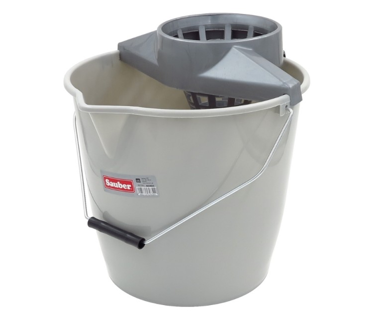 Round bucket 12L with push-button and metal handle