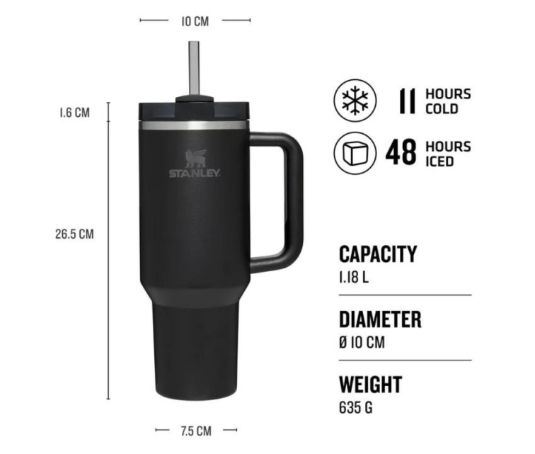 Termo puodelis su šiaudeliu The Quencher H2.O FlowState Tumbler 1,18L juodas