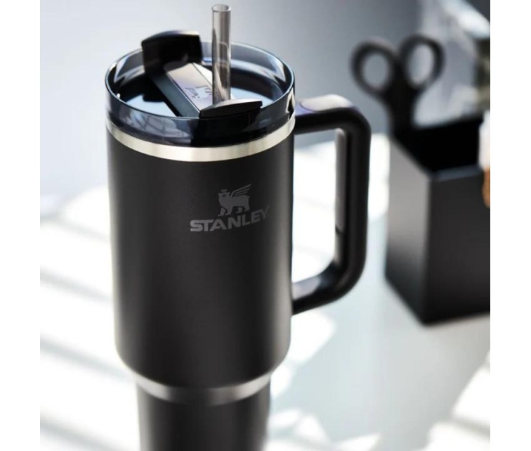 Thermo mug with straw The Quencher H2.O FlowState Tumbler 1.18L black