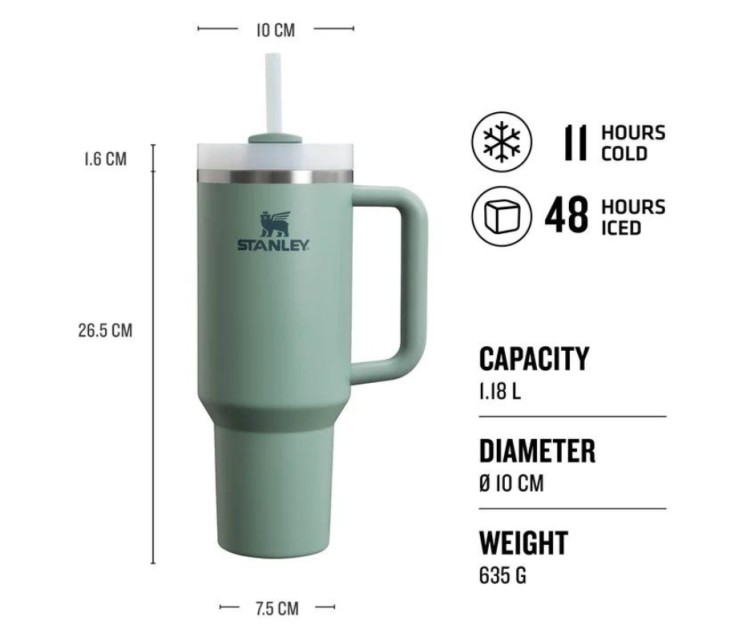 Thermo mug with straw The Quencher H2.O FlowState Tumbler 1.18L blue-grey