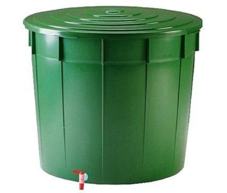 Water barrel 500L with lid and tap Ø100x82cm