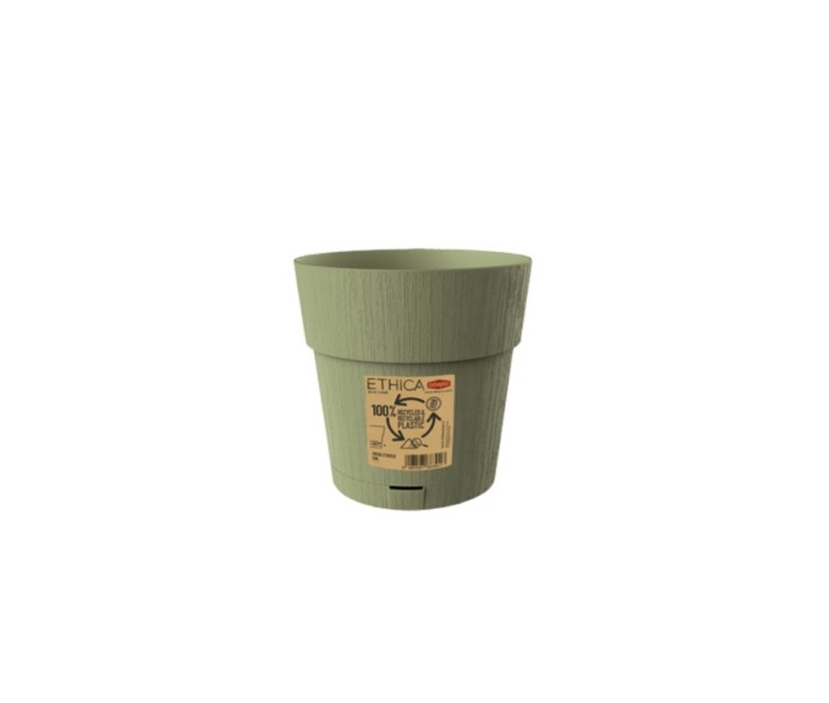 Flower pot with tray Ethica Ø15x15cm green