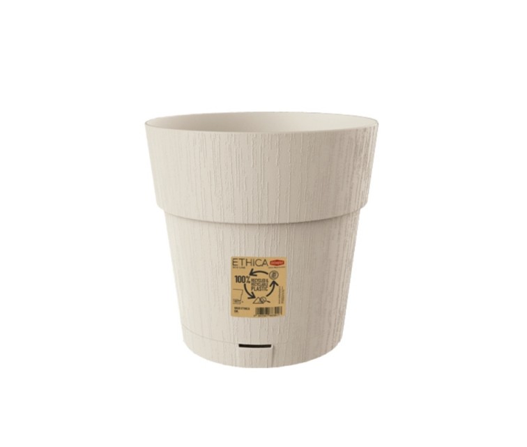 Flower pot with tray Ethica Ø25x25cm white