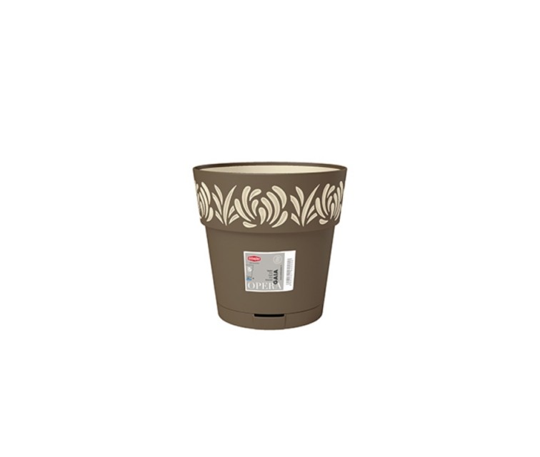 Flower pot with tray Gaia Ø15x15cm brown