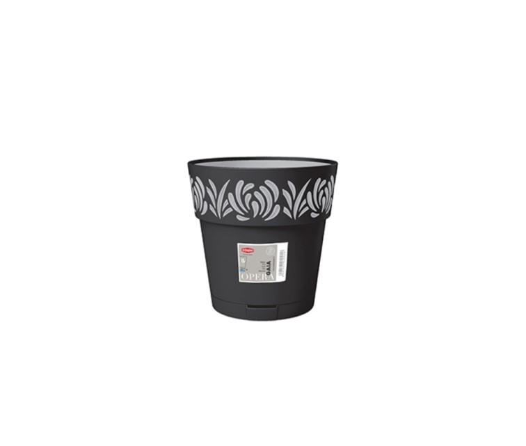 Flower pot with tray Gaia Ø15x15cm black