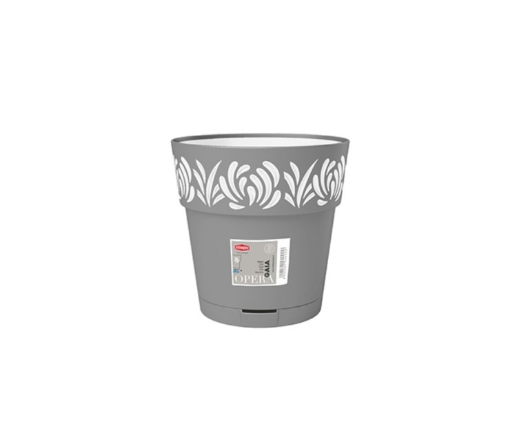 Flower pot with tray Gaia Ø20x19cm grey