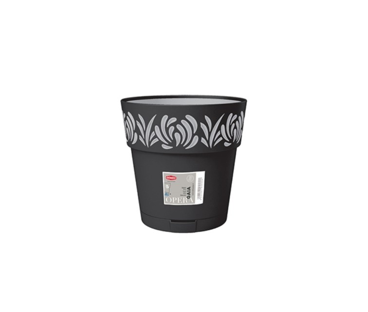 Flower pot with tray Gaia Ø20x19cm black