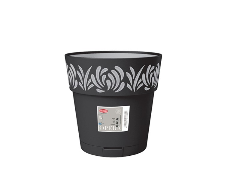 Flower pot with tray Gaia Ø25x25cm black