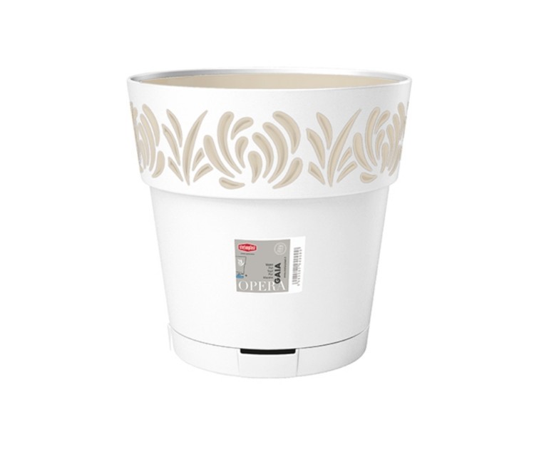 Flower pot with tray Gaia Ø30x29cm white