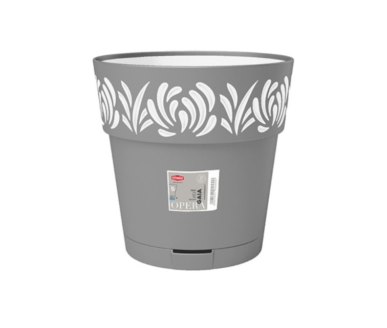 Flower pot with tray Gaia Ø30x29cm grey