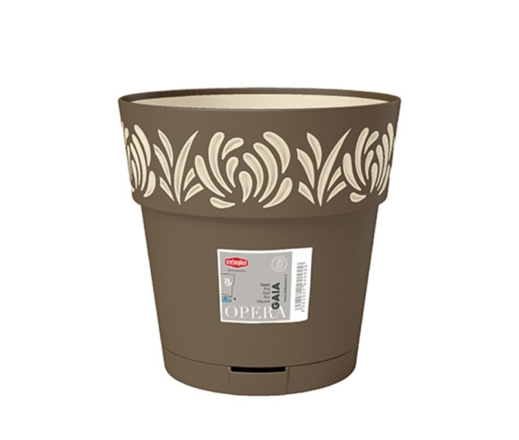 Flower pot with tray Gaia Ø30x29cm brown