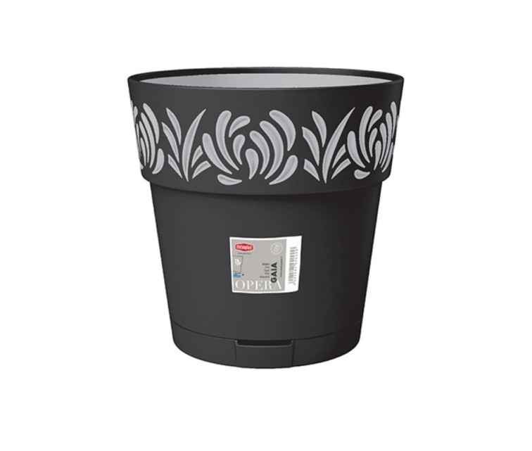 Flower pot with tray Gaia Ø30x29cm black